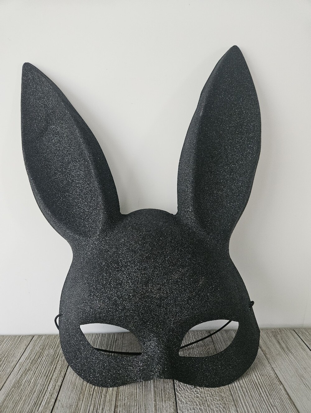 Bad Bunny Black 13" Glitter Textured Costume Mask with Elastic Strap Halloween
